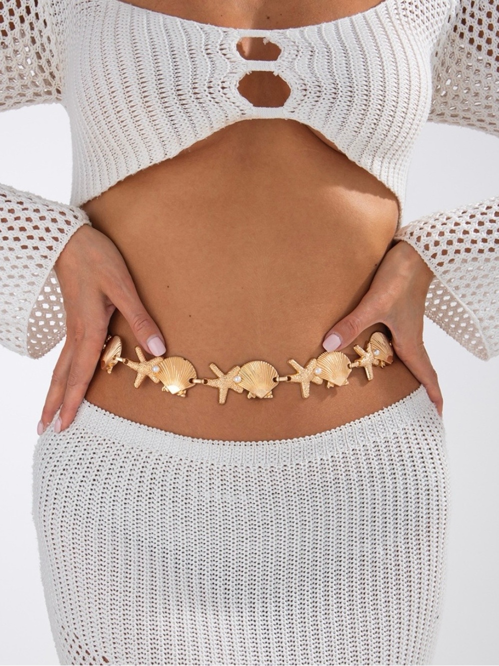 Gold Starfish Shell Waist Chain Beach Body Chain Boho Ocean Summer Jewelry New - Picture 4 of 8